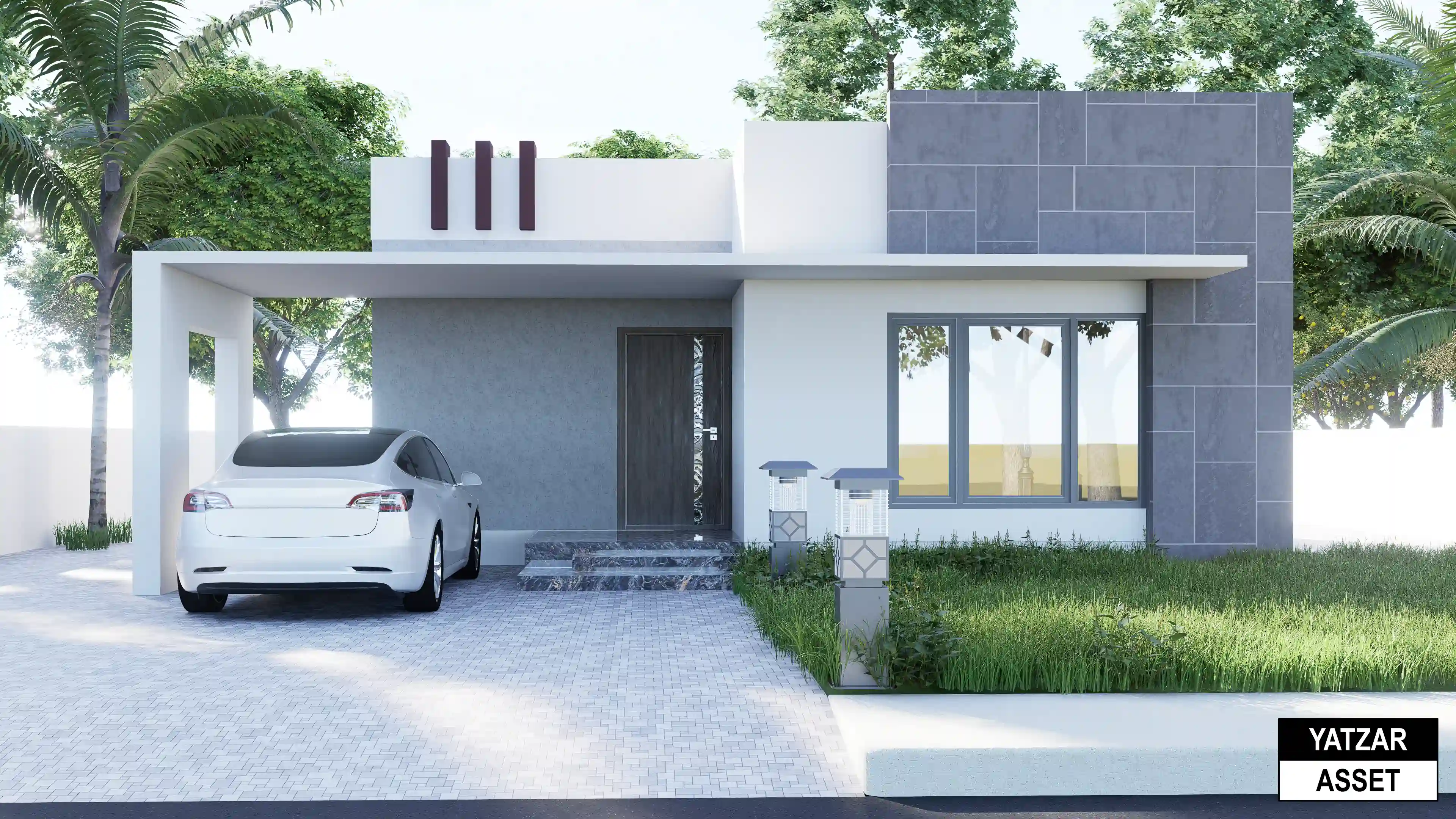 Yatzar Asset | Modern 1BHK House | Blender 3D Model | 1031 sq.ft.
