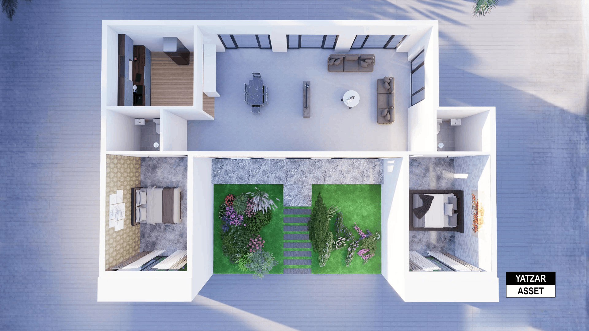 Yatzar Asset | Modern 2BHK House | Blender 3D Model | 1539 sq.ft.