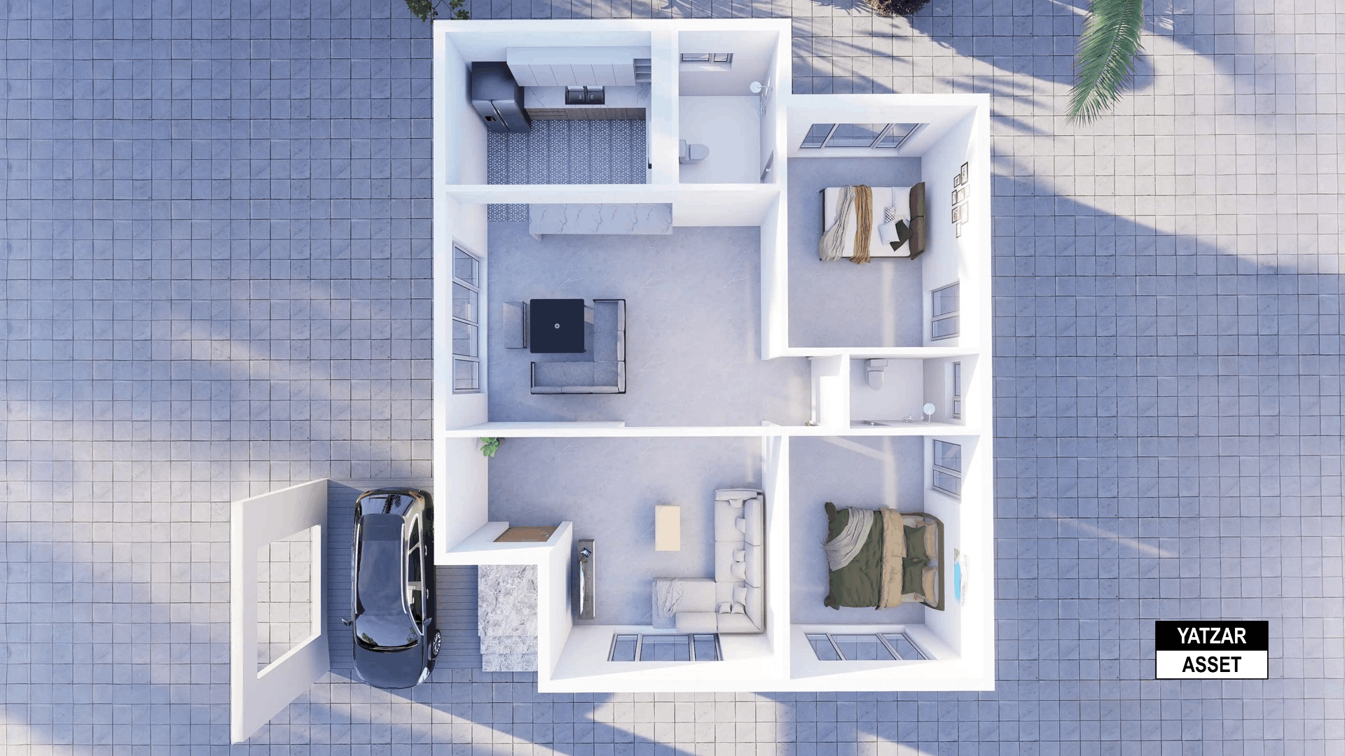 Yatzar Asset | Modern 2BHK House | Blender 3D Model | 1700 sq.ft.