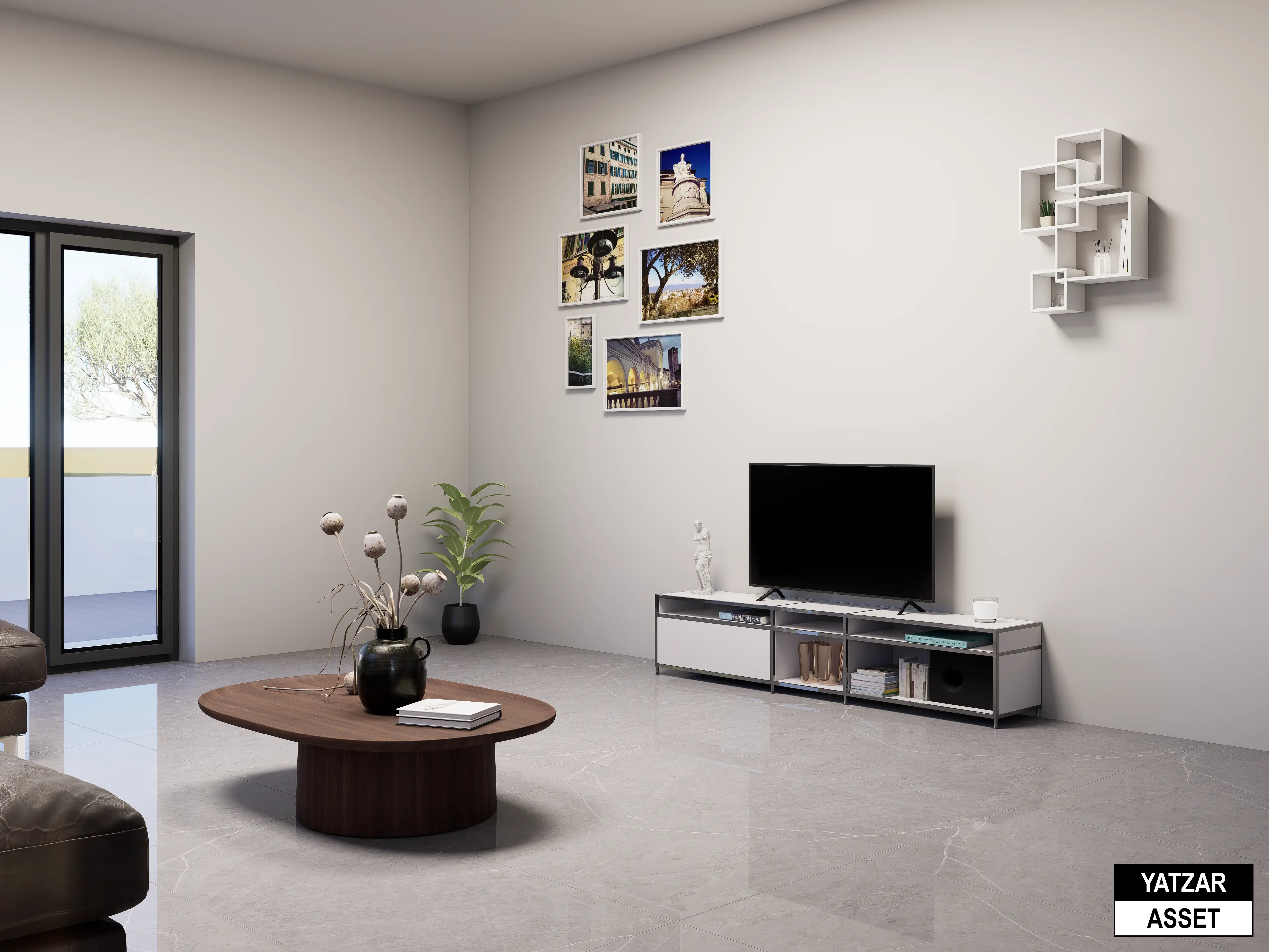 Yatzar Asset | Modern Sloped Roof 1BHK House | Blender 3D Model | 1264 sq.ft.