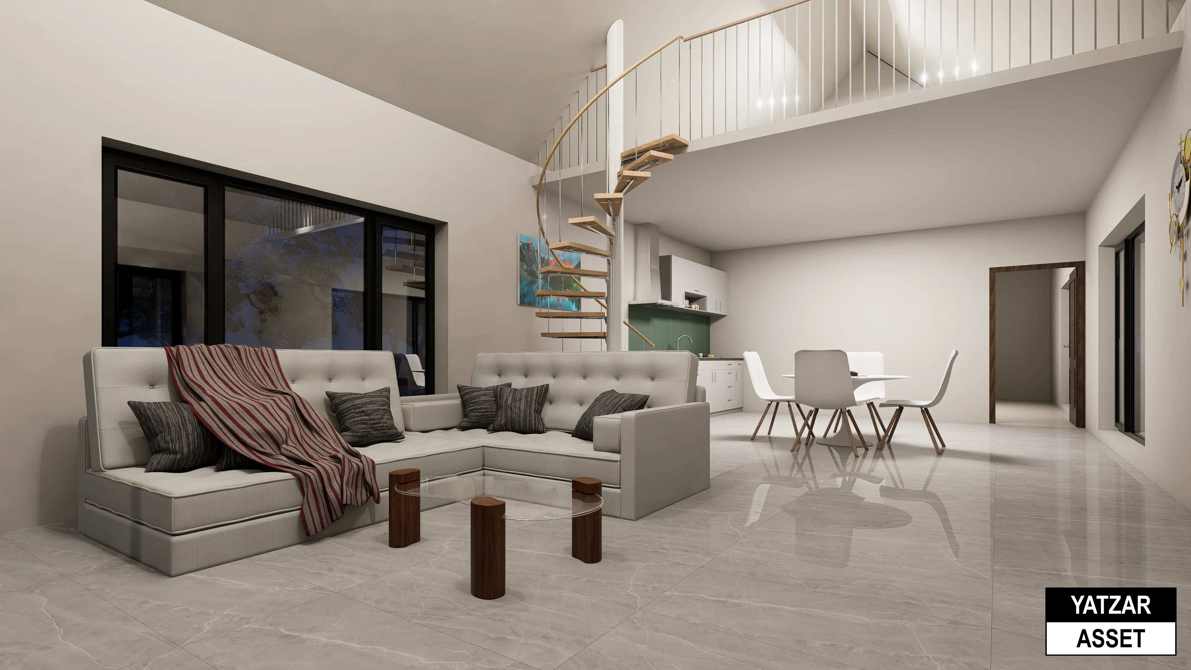 Yatzar Asset | Modern Sloped Roof 1BHK House | Blender 3D Model | 1348 sq.ft.