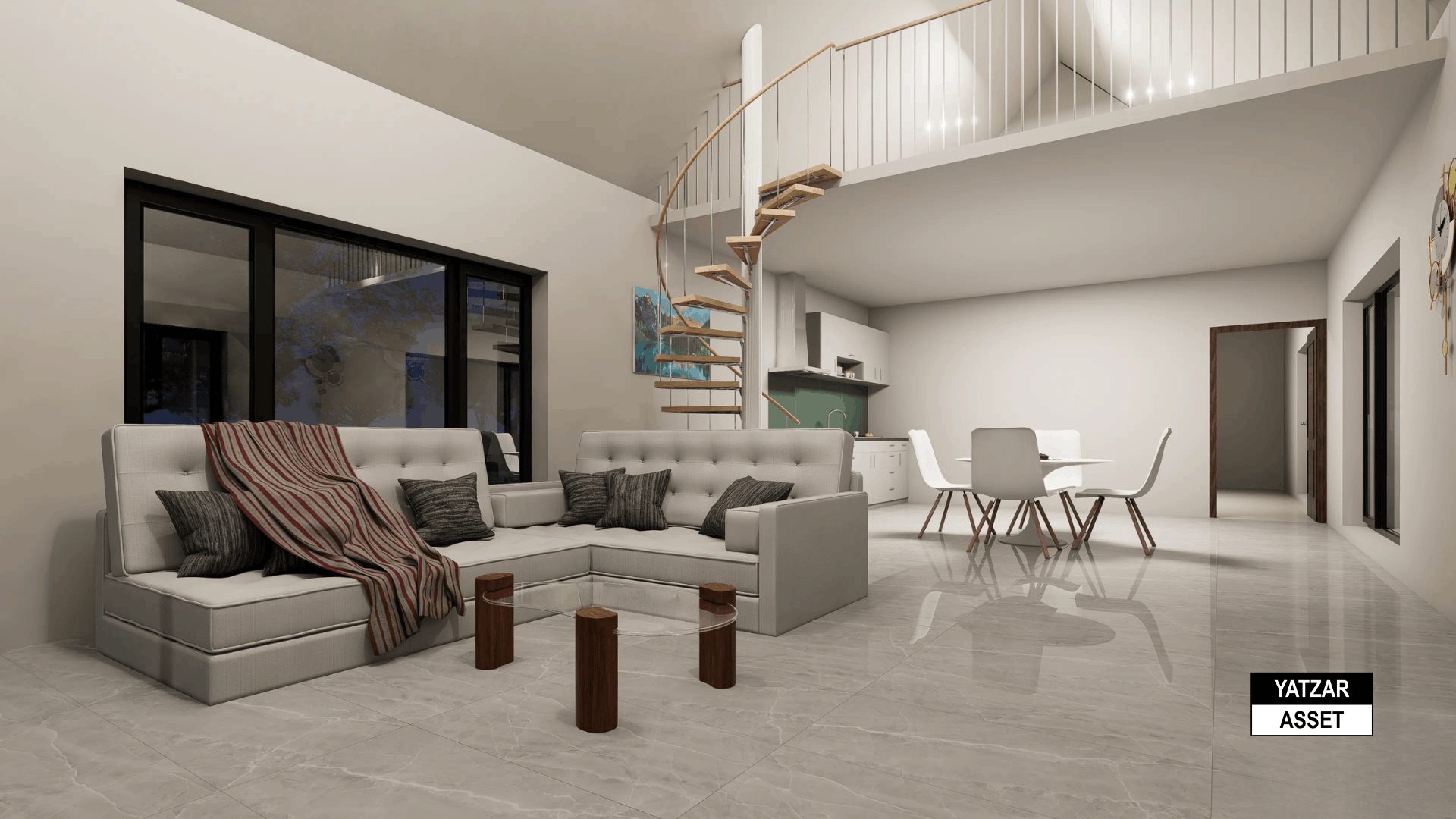 Yatzar Asset | Modern Sloped Roof 1BHK House | Blender 3D Model | 1348 sq.ft.