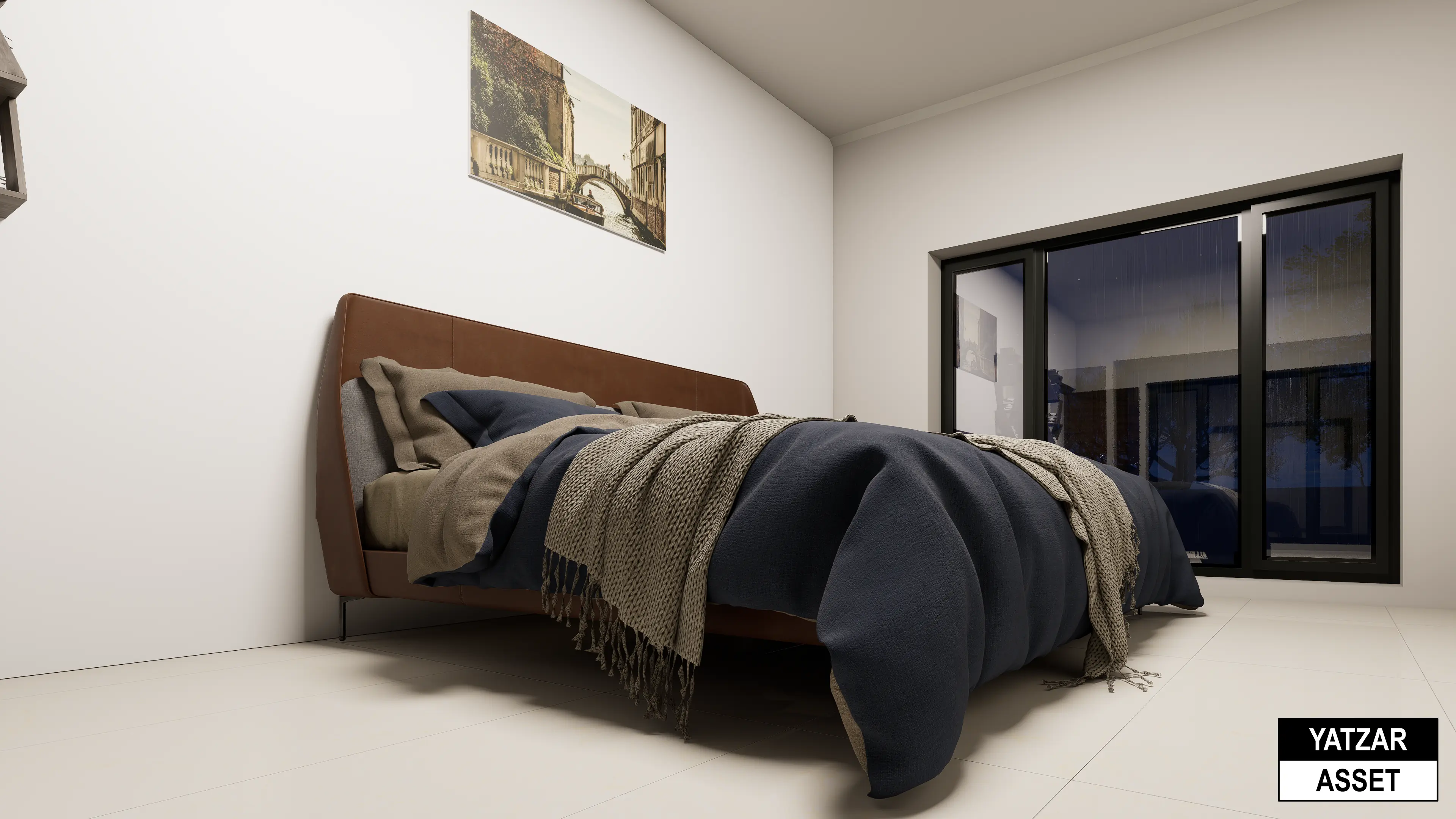 Yatzar Asset | Modern Sloped Roof 1BHK House | Blender 3D Model | 1348 sq.ft.