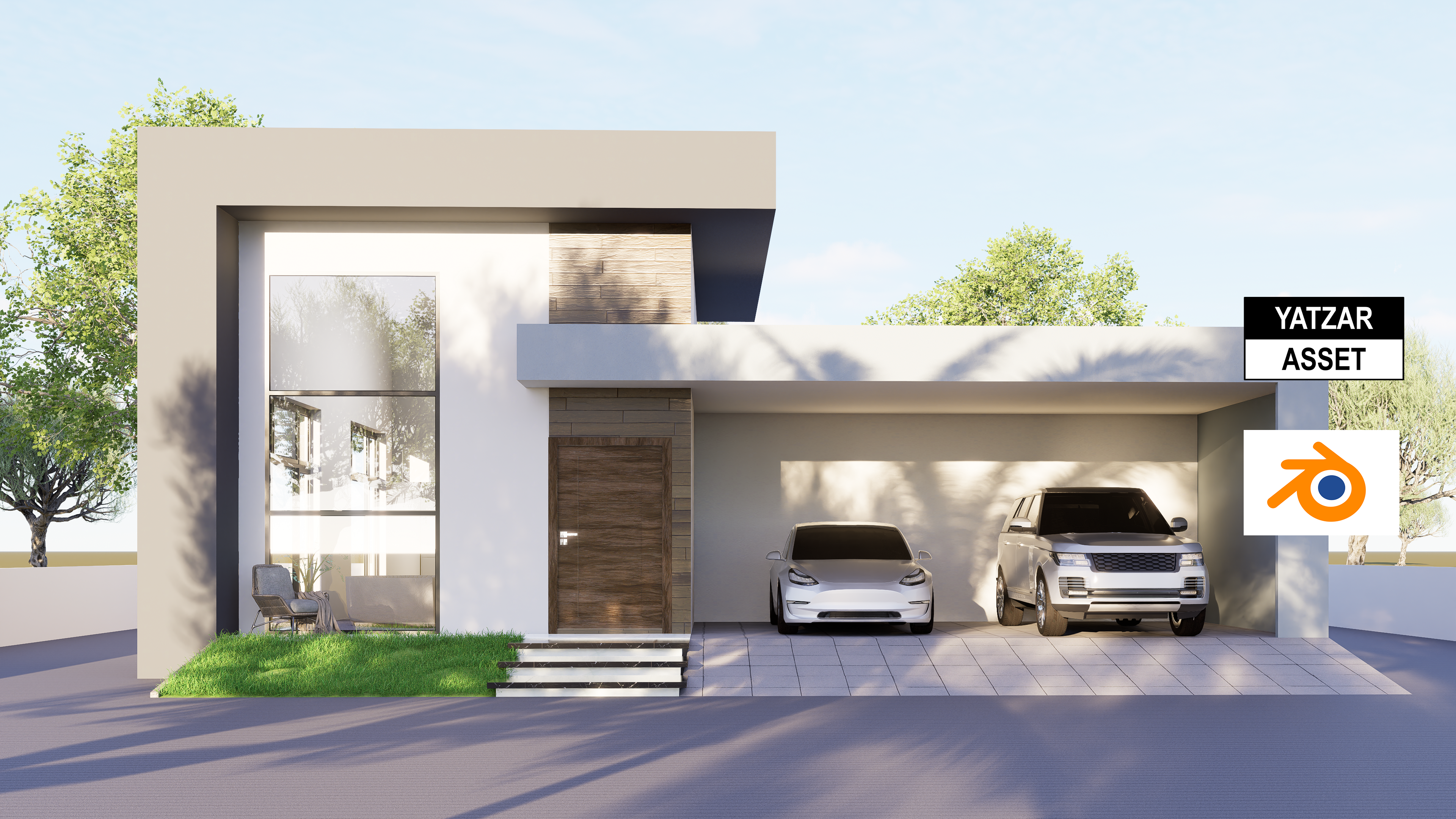 Yatzar Asset | Modern 2BHK House | Blender 3D Model | 1815 sq.ft.