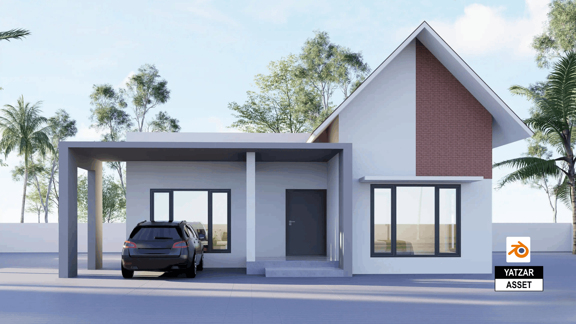 Yatzar Asset Modern 1BHK House | Blender 3D Model | 1177 sq.ft.