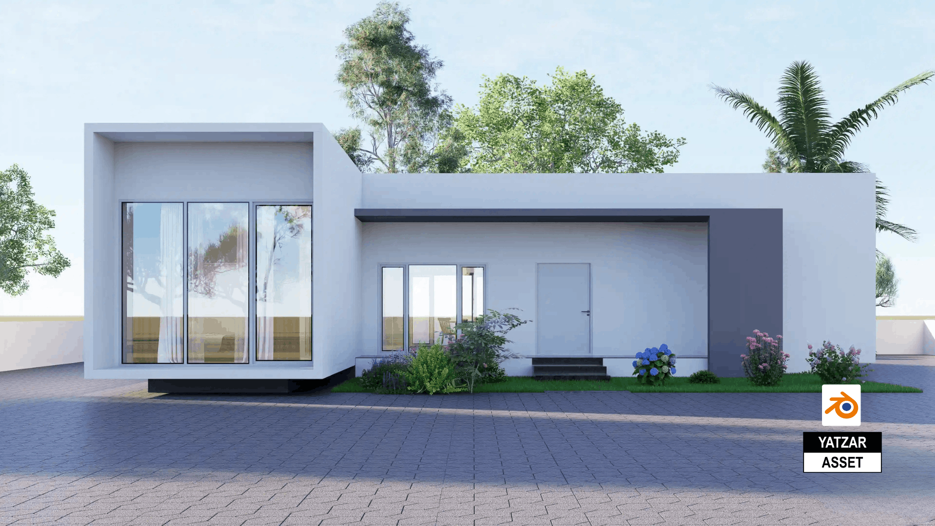 Yatzar Asset Modern 1BHK House | Blender 3D Model | 1264 sq.ft.