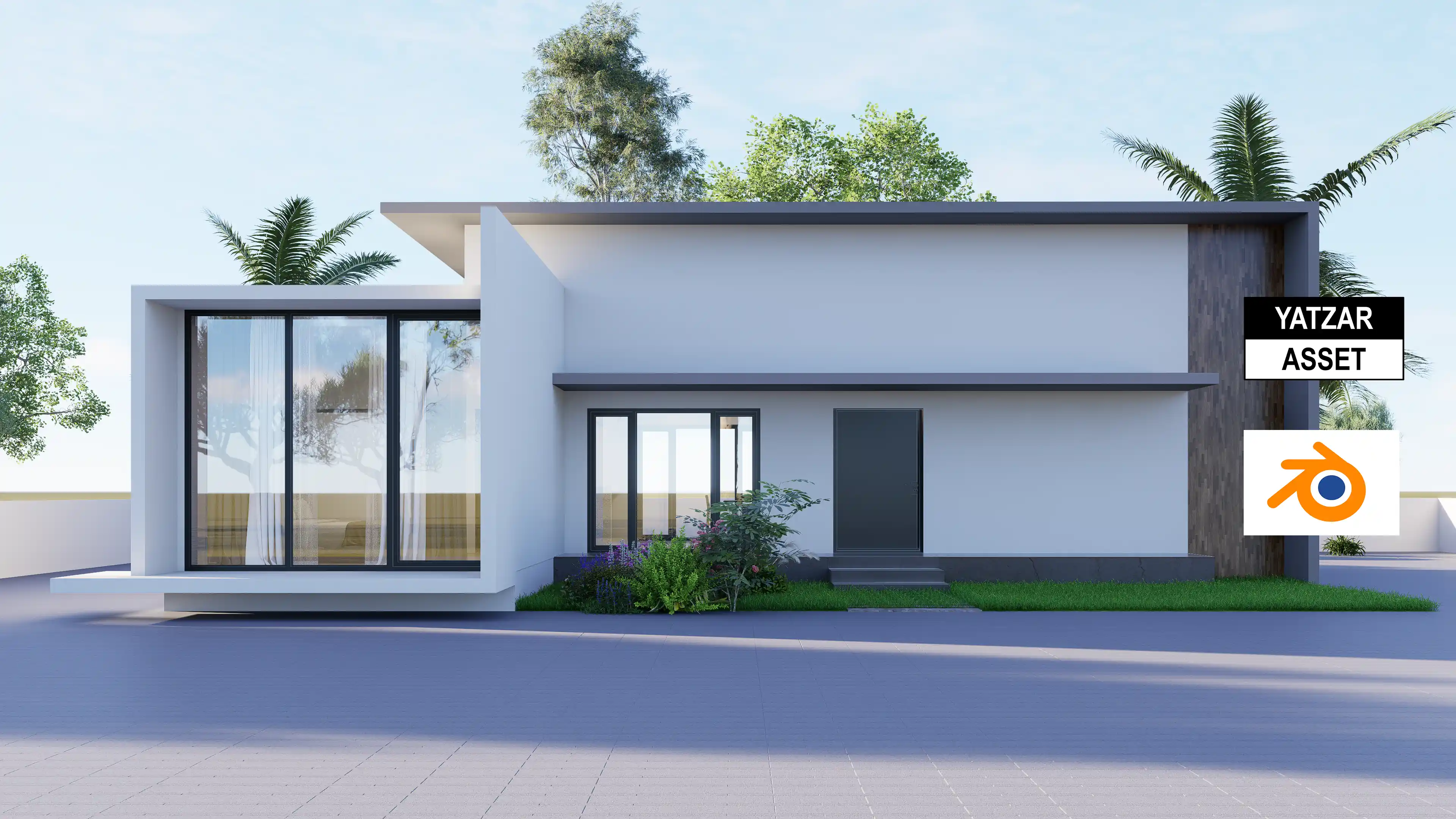 Yatzar Asset Modern 1BHK House | Blender 3D Model | 1264 sq.ft.