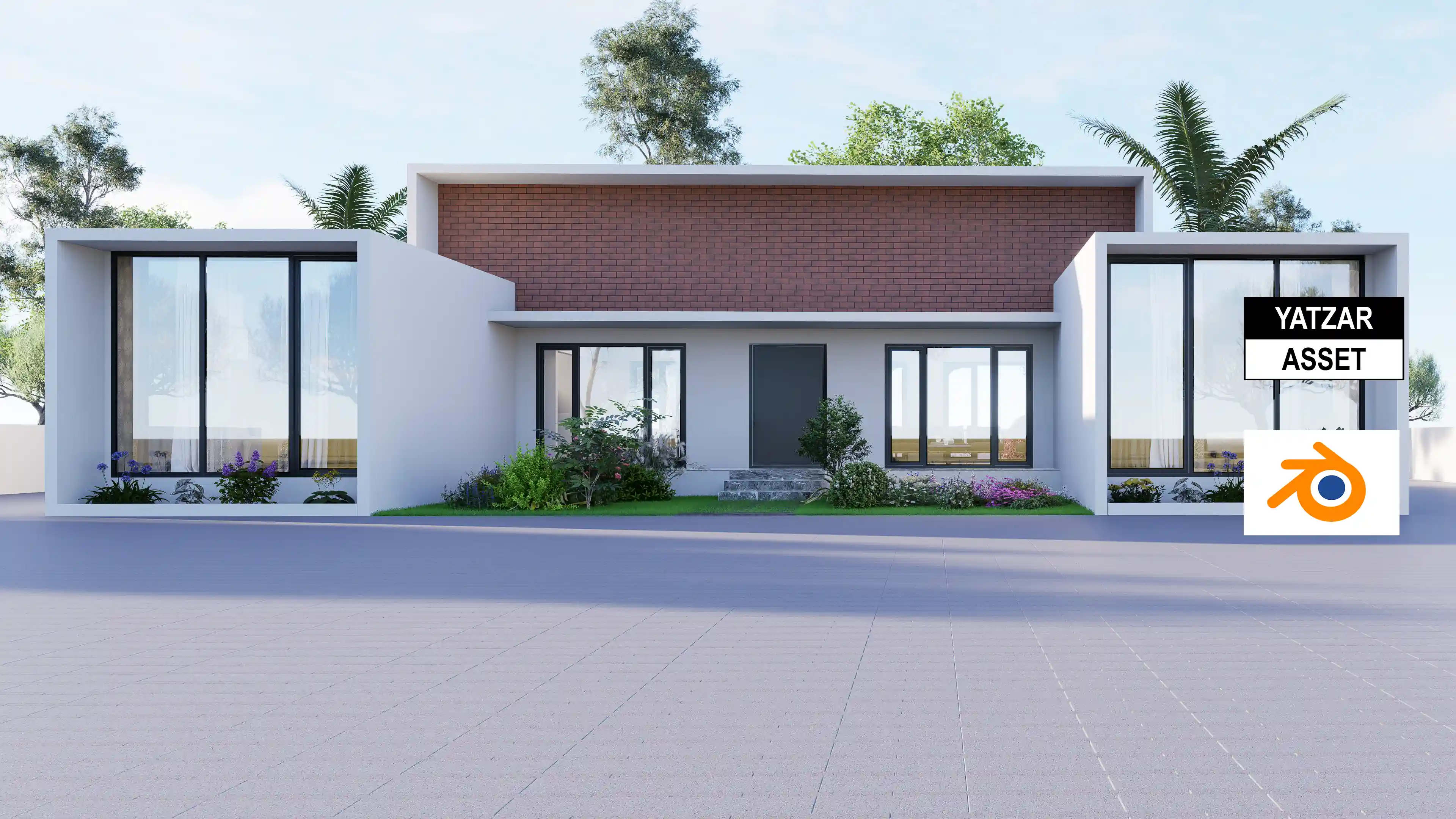 Yatzar Asset Modern 2BHK House | Blender 3D Model | 1539 sq.ft.