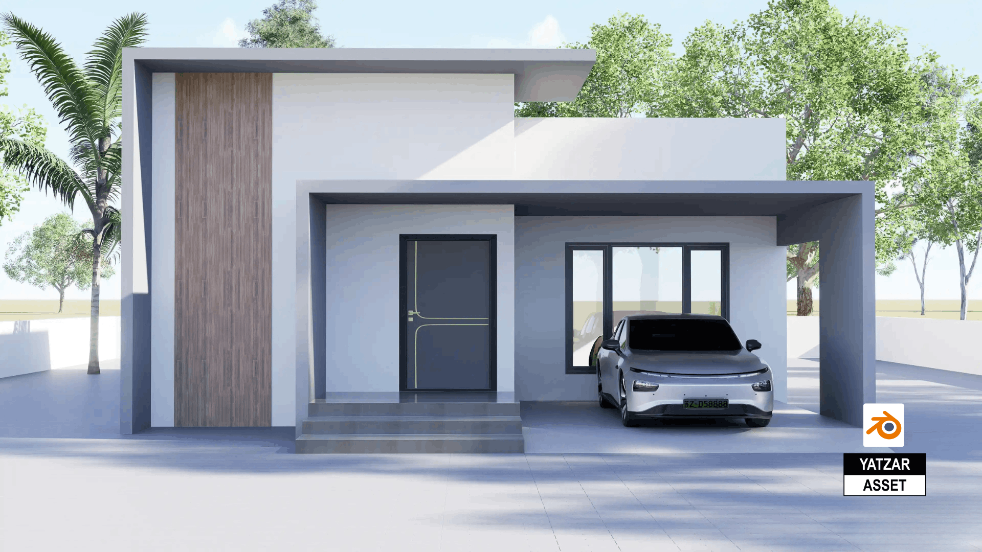 Yatzar Asset Modern 2BHK House | Blender 3D Model | 1619 sq.ft.