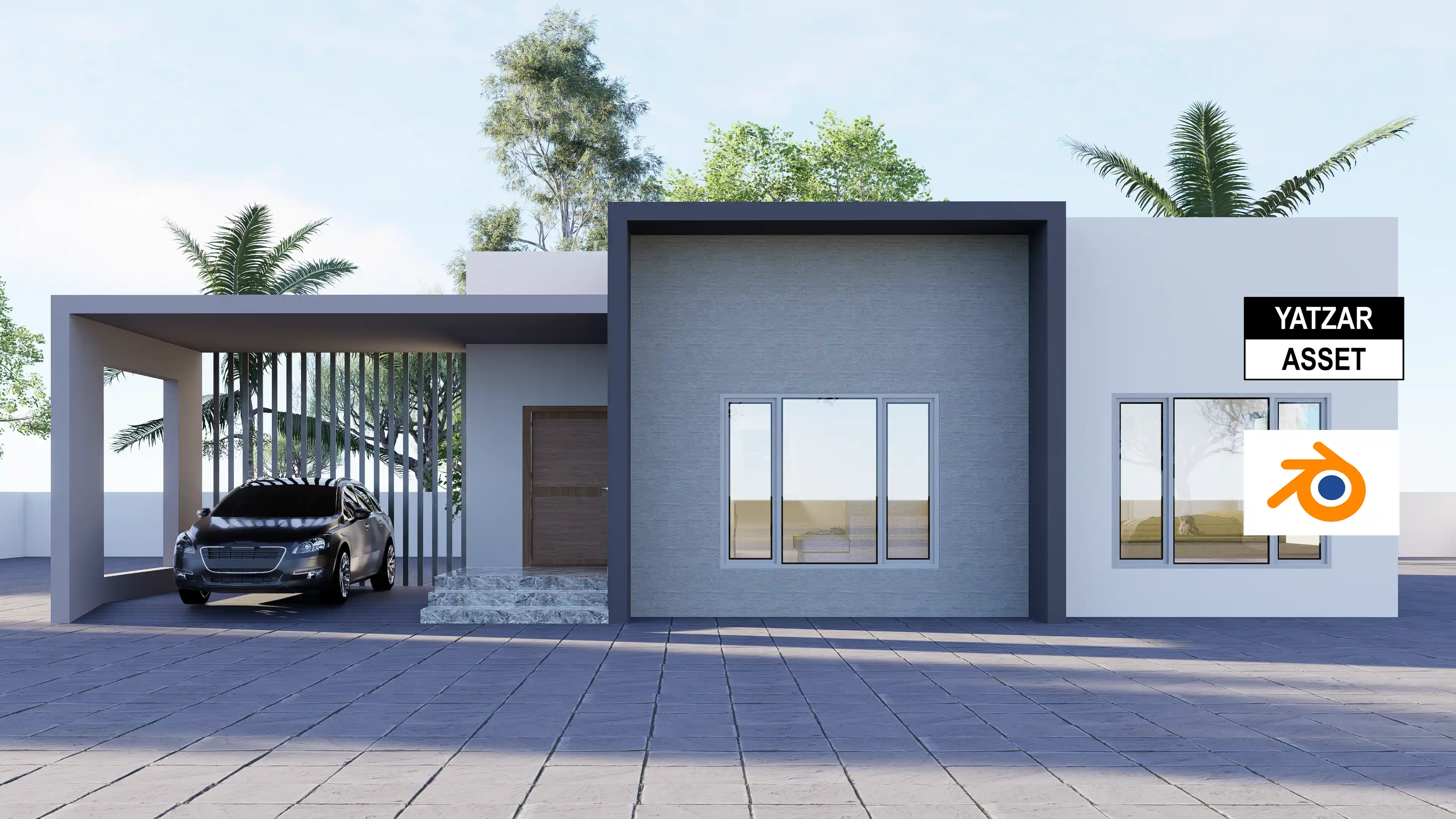 Yatzar Asset Modern 2BHK House | Blender 3D Model | 1700 sq.ft.