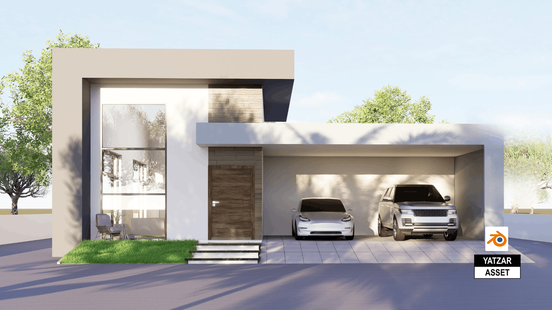 Yatzar Asset Modern 2BHK House | Blender 3D Model | 1815 sq.ft.