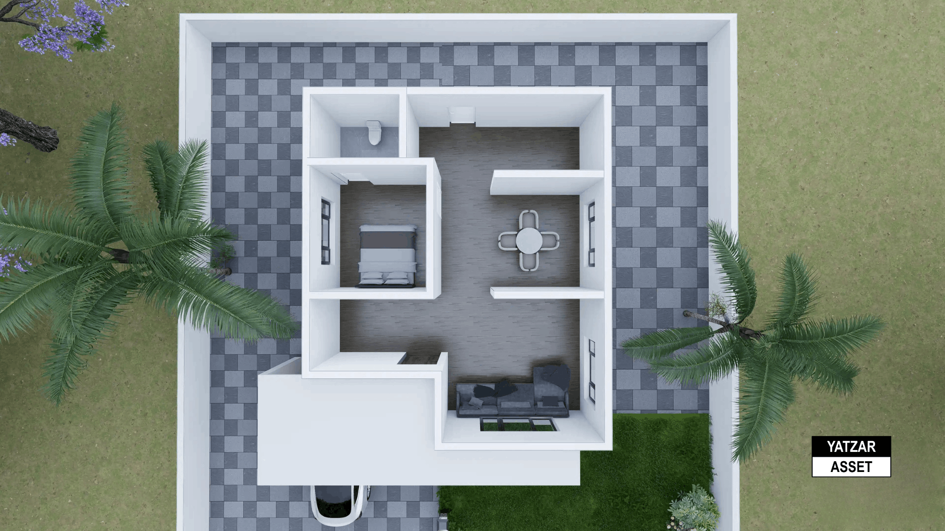 Yatzar Asset | Modern 1BHK House | Blender 3D Model | 1031 sq.ft.