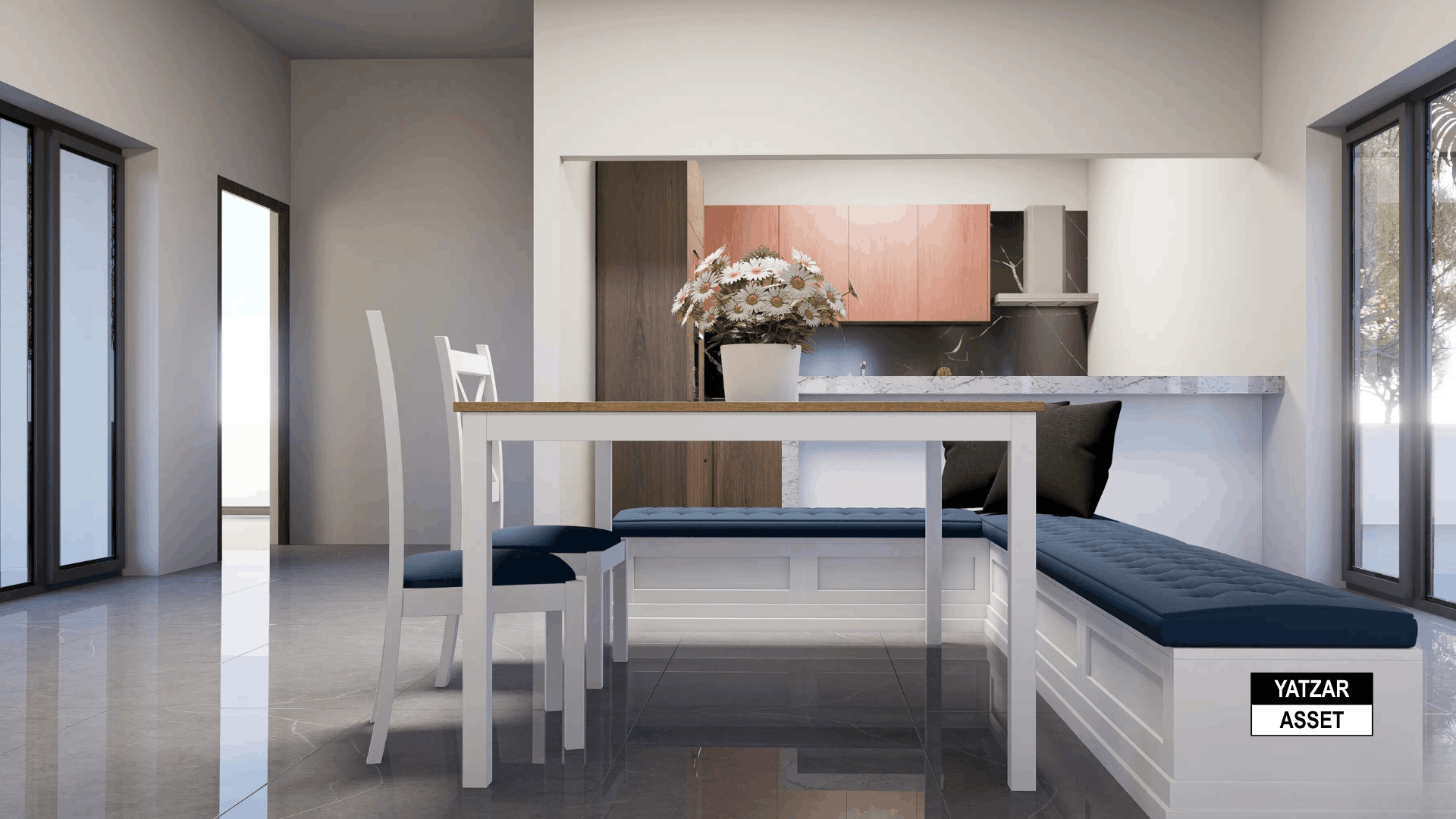 Yatzar Asset | Modern Sloped Roof 1BHK House | Blender 3D Model | 1264 sq.ft.