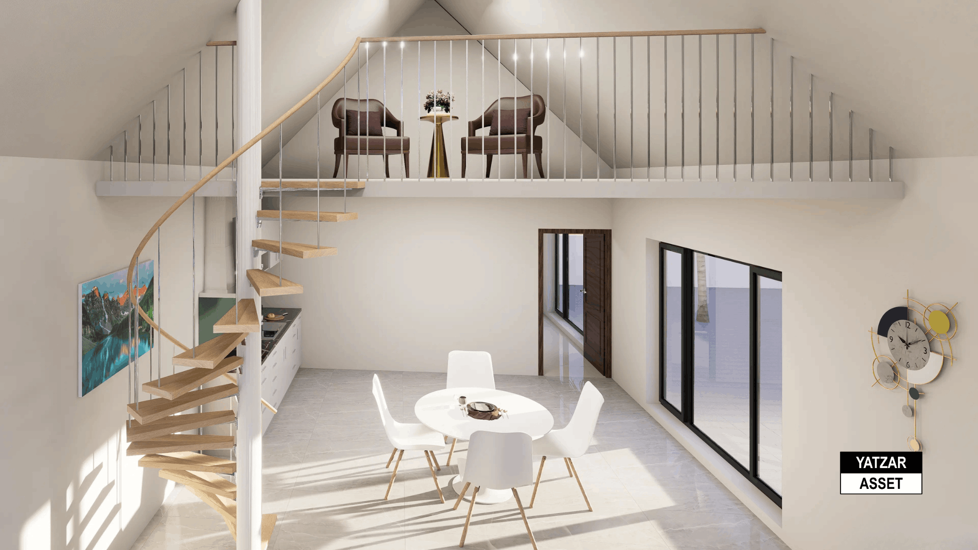 Yatzar Asset | Modern Sloped Roof 1BHK House | Blender 3D Model | 1348 sq.ft.