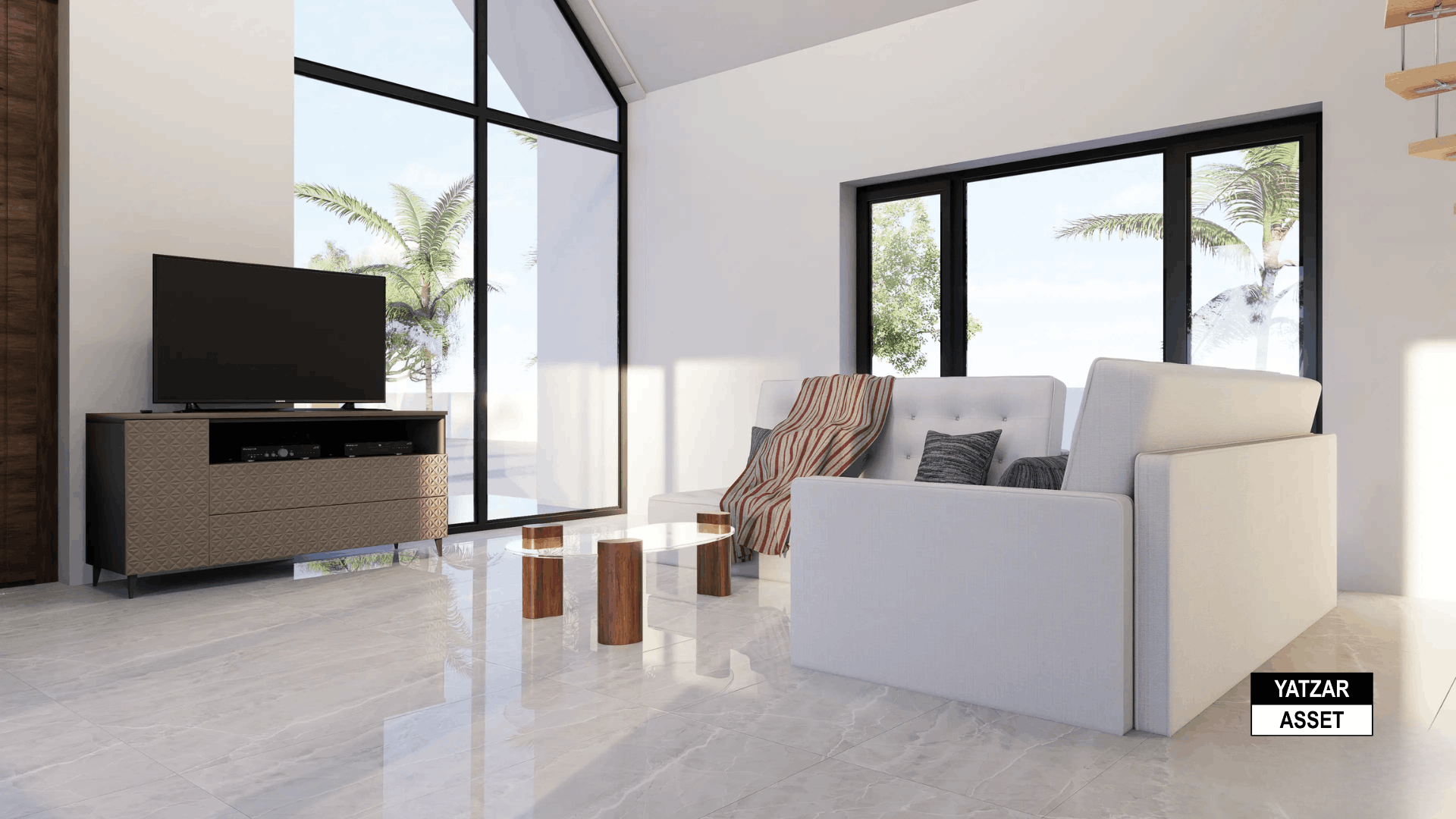 Yatzar Asset | Modern Sloped Roof 1BHK House | Blender 3D Model | 1348 sq.ft.